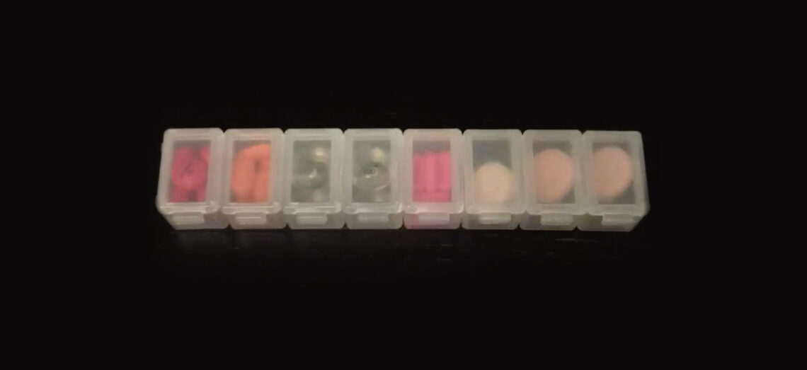 Over-the-counter medication in a pill box.